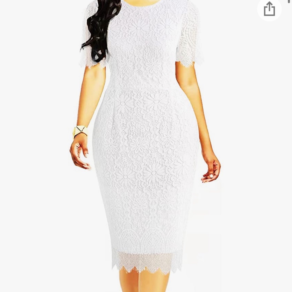 White plus size 2x lace like dress